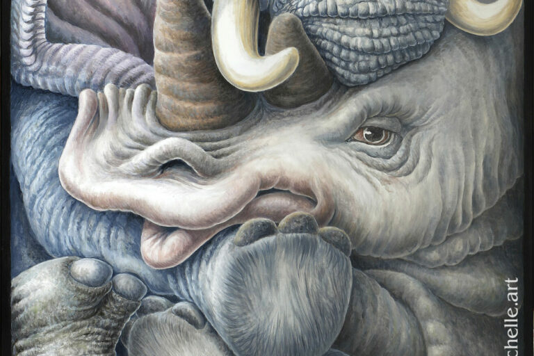 d'après la Fable de Jean de La Fontaine “L'Éléphant et le singe de Jupiter”